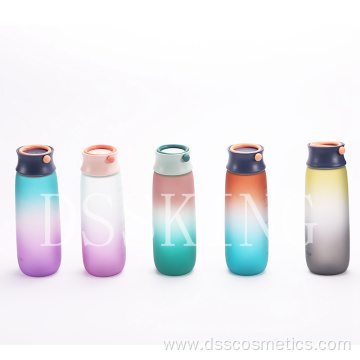 Simple large capacity portable sports plastic anti-drop cup filter water bottle with tea leak